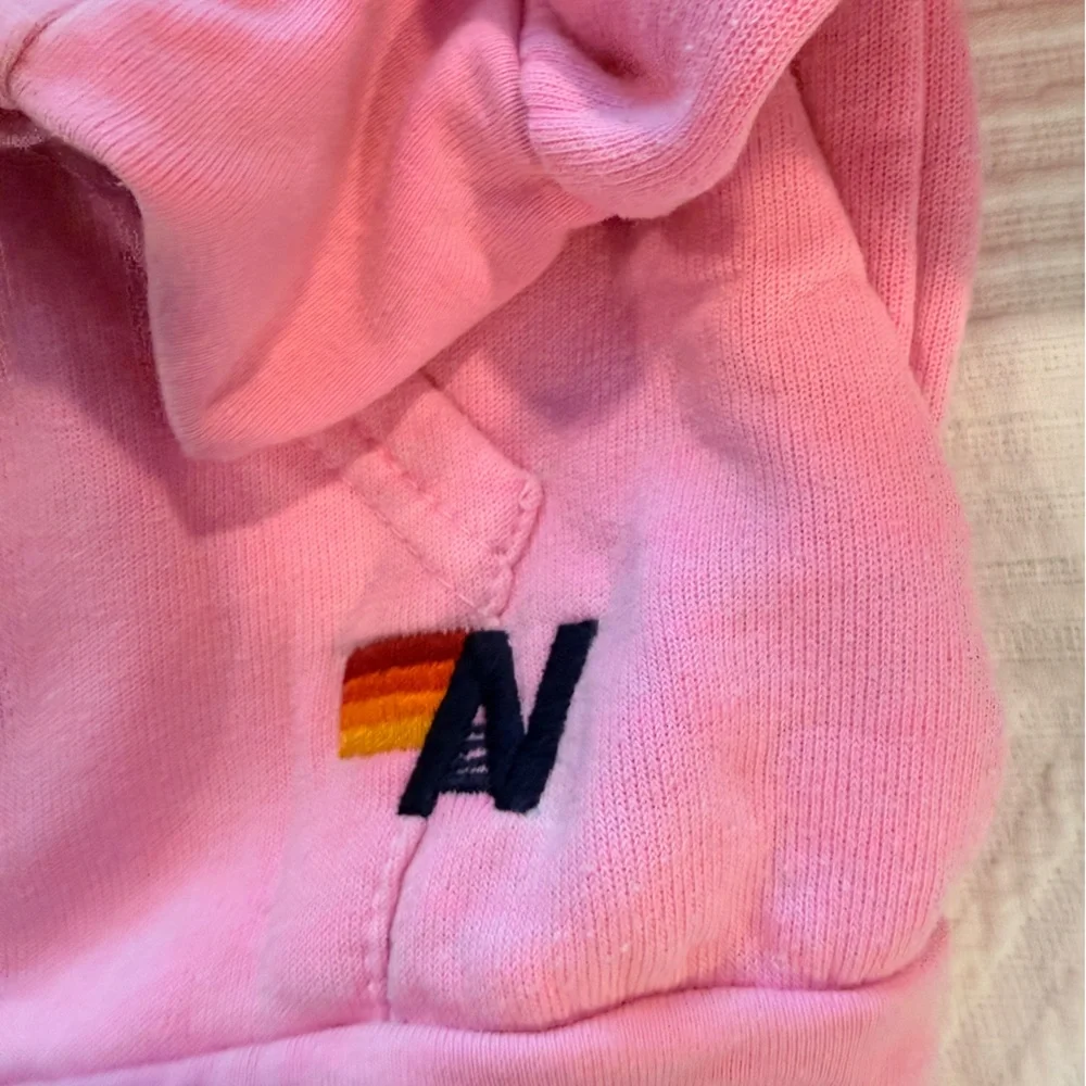 Pink aviator nation Hoodie with Rainbow Stripes - Picture 7 of 7